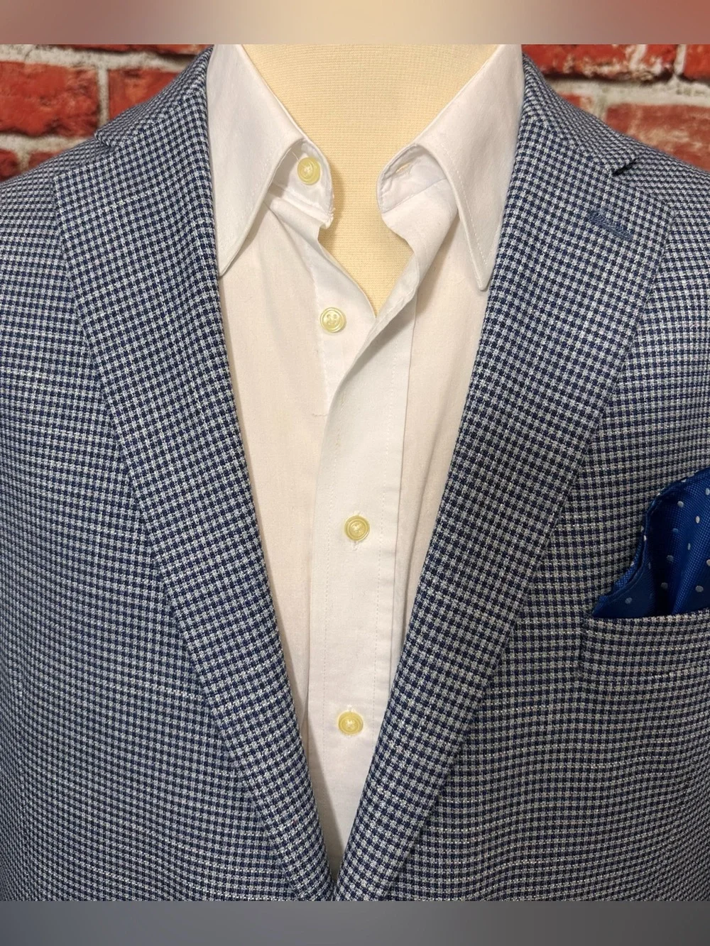 RALPH LAUREN MENS BLAZER SZ 50L LONG FIT BLUE HOUNDSTOOTH CHECK SPORT COAT